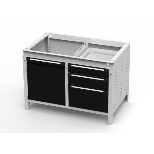OTTOKIND Werkbank - bündige Arbeitsplatte - 850 x 1.150 x 750 mm (HxBxT) - 3 Schubladen - Schrank - lichtgrau