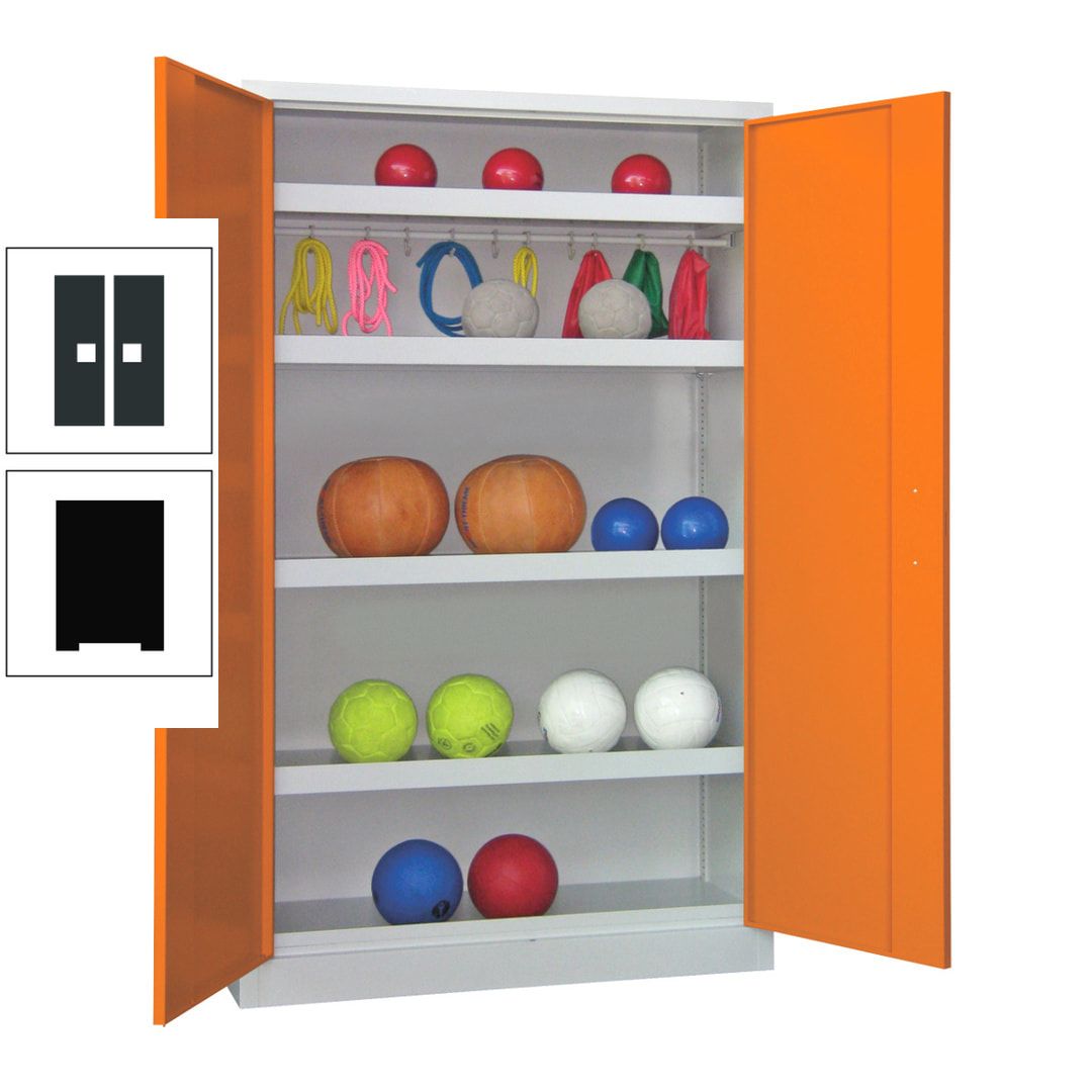 Ballschrank - Vollblechtüren - 4 Böden - 1 Hakenleiste - 1.950x1.200x500 mm (HxBxT) - anthrazitgrau