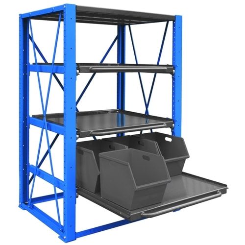Eichinger Schubfach-Schwerlastregal, Fachlast 1.000 kg, Fachmaße: 1.005 x 1.045 mm (BxT), 3 Fachböden, höhenverstellbar, Farbe anthrazitgrau(RAL 7016)