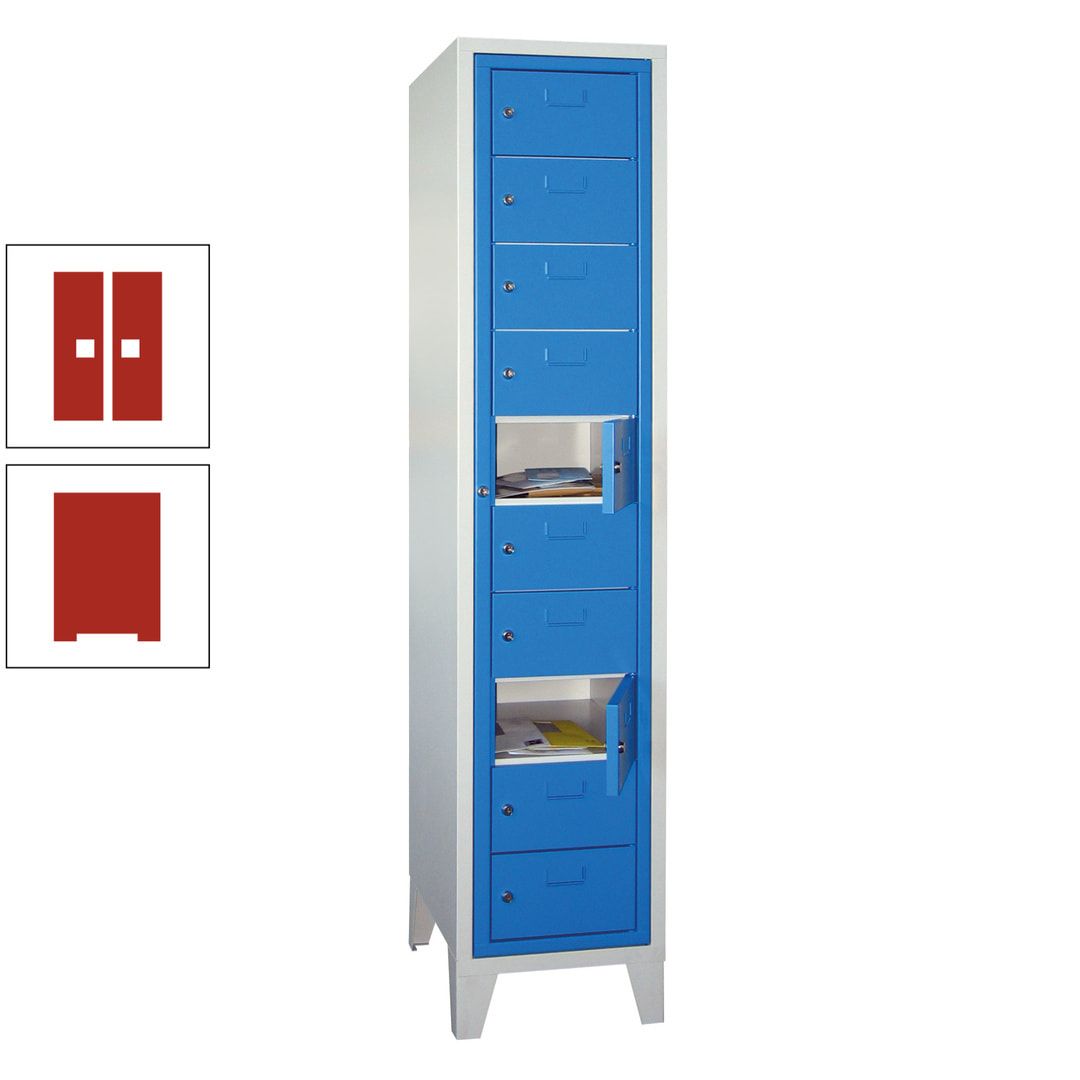 Schließfachschrank - Wäscheausgabeschrank - 10 Fächer a 315 mm - 1.850x400x500 mm (HxBxT) - Füße - Zylinderschloss - anthrazitgrau
