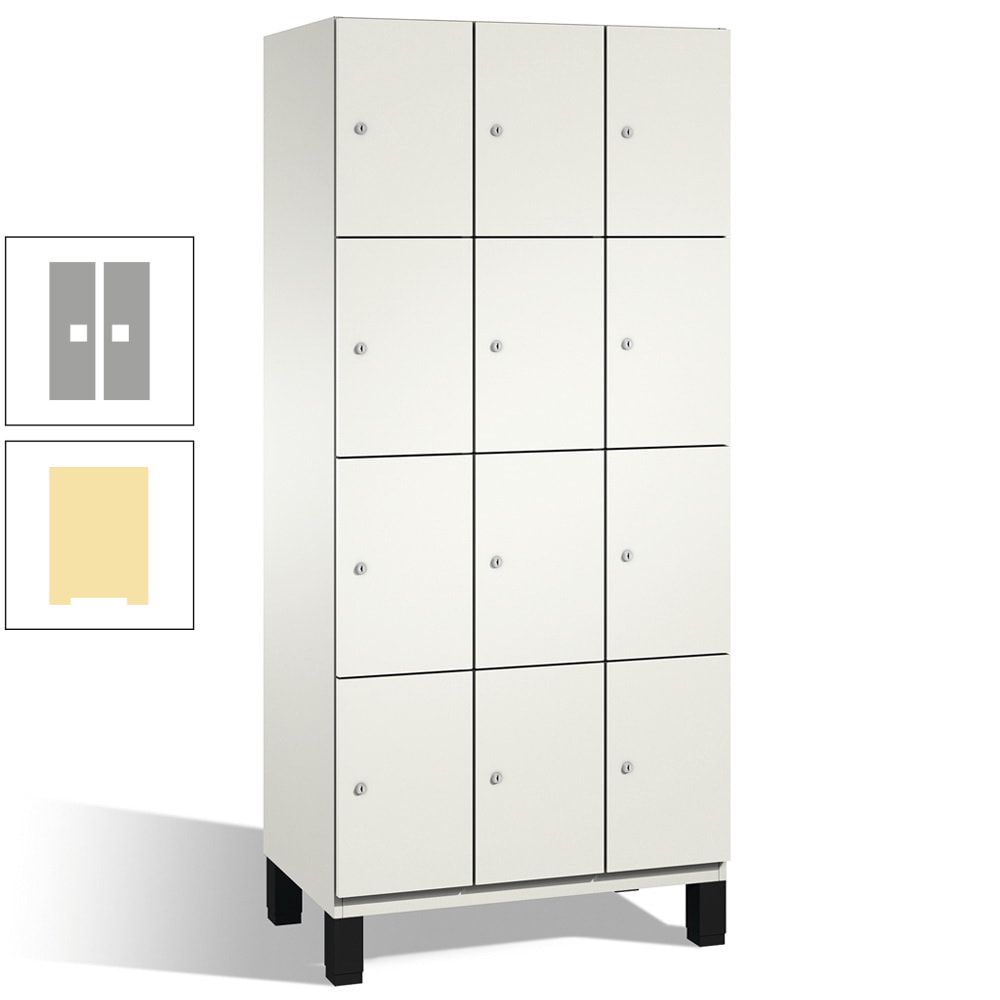 Fächerschrank, Stahlschrank, 12 Fächer, Türöffnungsbegrenzer, mit Füßen, Korpus lichtgrau, Tür anthrazitgrau, 1.980 x 900 x 525 mm (HxBxT)