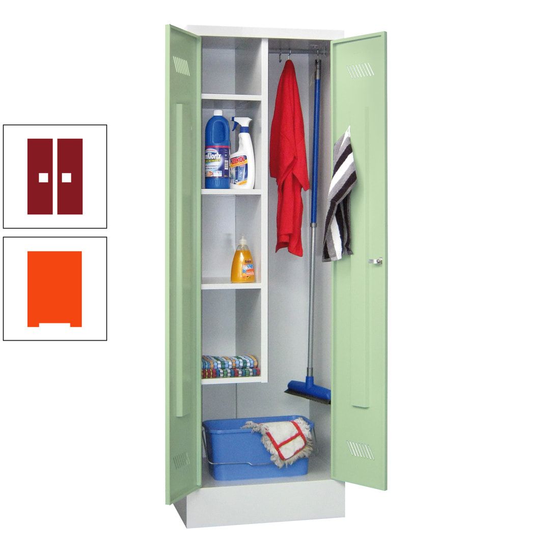 Putzschrank mit Sockel - 1 Abteil mit Trennwand - 1.850x600x500 mm (HxBxT) - Drehriegel - anthrazitgrau