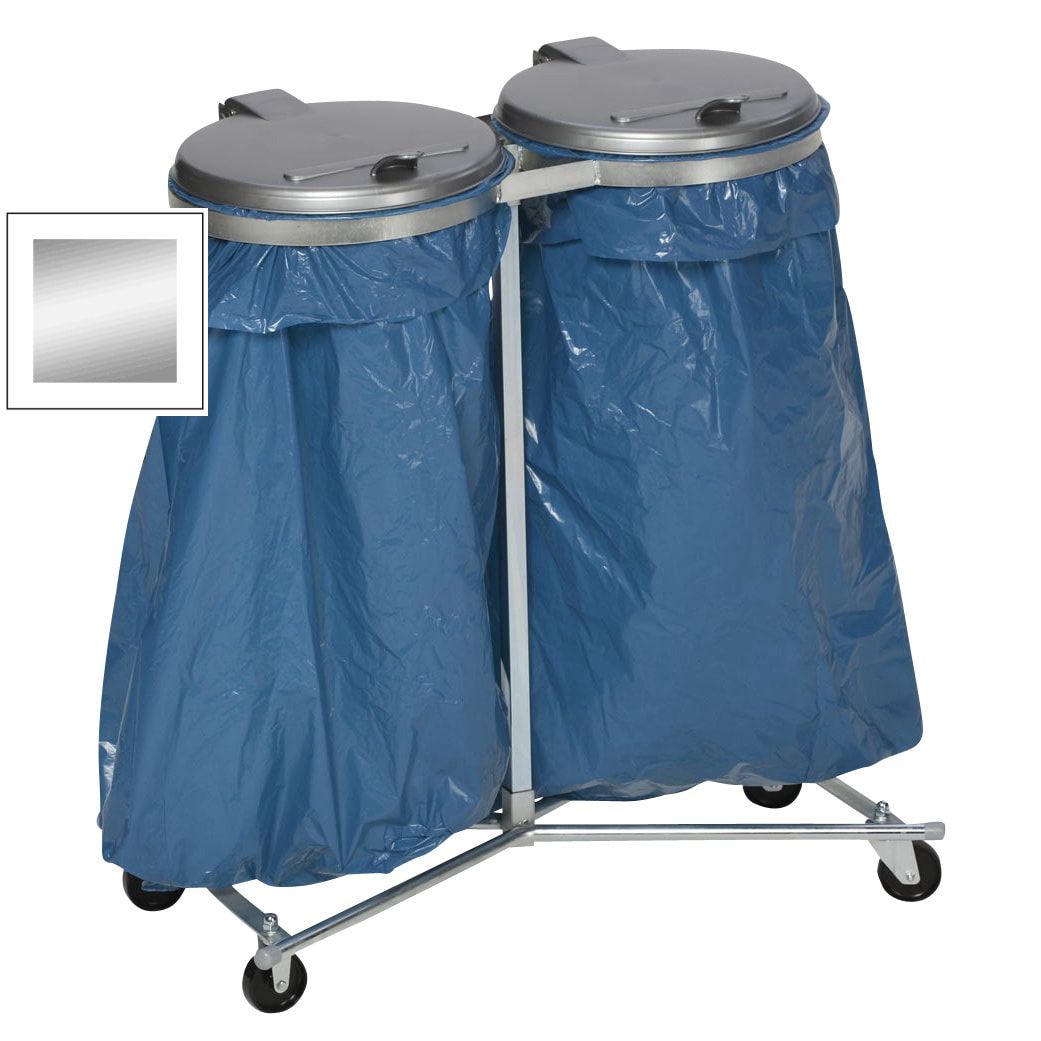Müllsackhalter zur Wandmontage - für einen 120 l Sack - 400 x 510 mm (BxT) - enzianblau - Deckel Feuerverzinkt