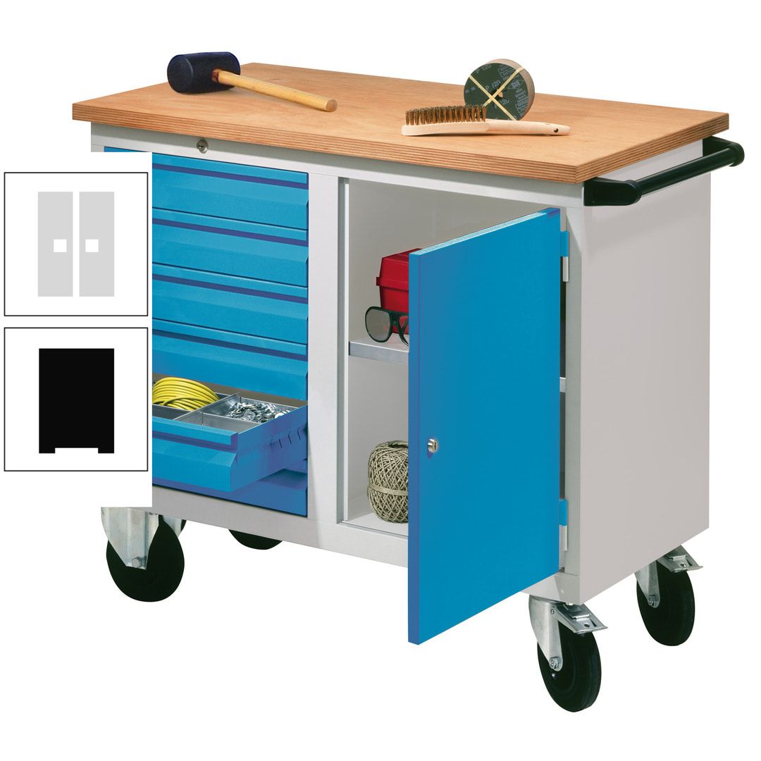 Mobile Werkbank - Werkstattwagen - 915 x 1.090 x 600 mm - 6 Schubladen und Schrankfach - anthrazitgrau