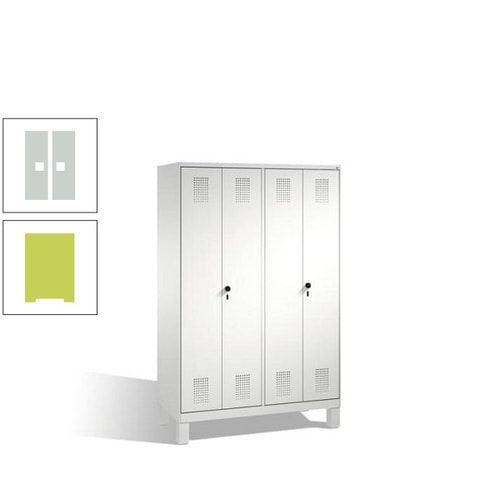Doppel-Spind, Doppeltüren, Garderobenschrank mit Füßen, 4 Abteile a 300 mm, Korpus anthrazitgrau, Tür anthrazitgrau, 1.850 x 1.200 x 500 mm (HxBxT)