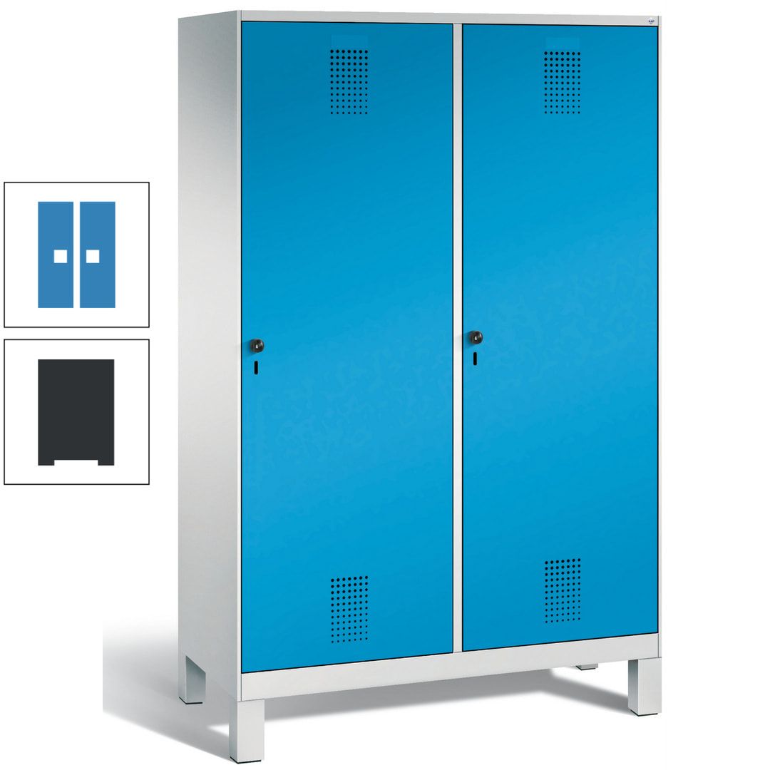 Doppel-Spind, Garderobenschrank, 2 Türen für 4 Abteile a 300 mm, Korpus anthrazitgrau, Türen anthrazitgrau, 1.850 x 1.200 x 500 mm (HxBxT)