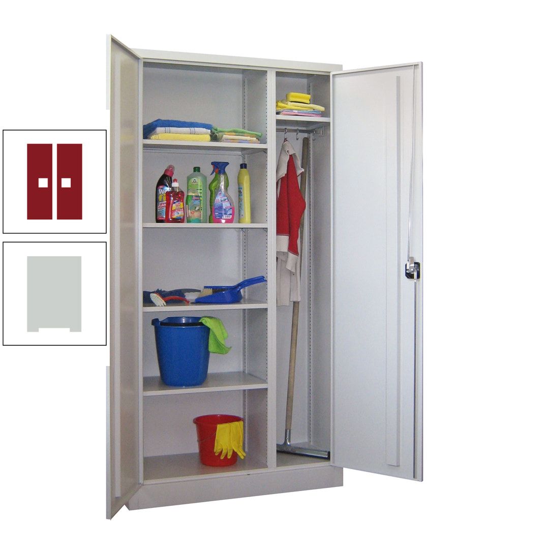Putzschrank mit Trennwand - 1.950x1.000x400 mm (HxBxT) - Böden pulverbeschichtet - anthrazitgrau