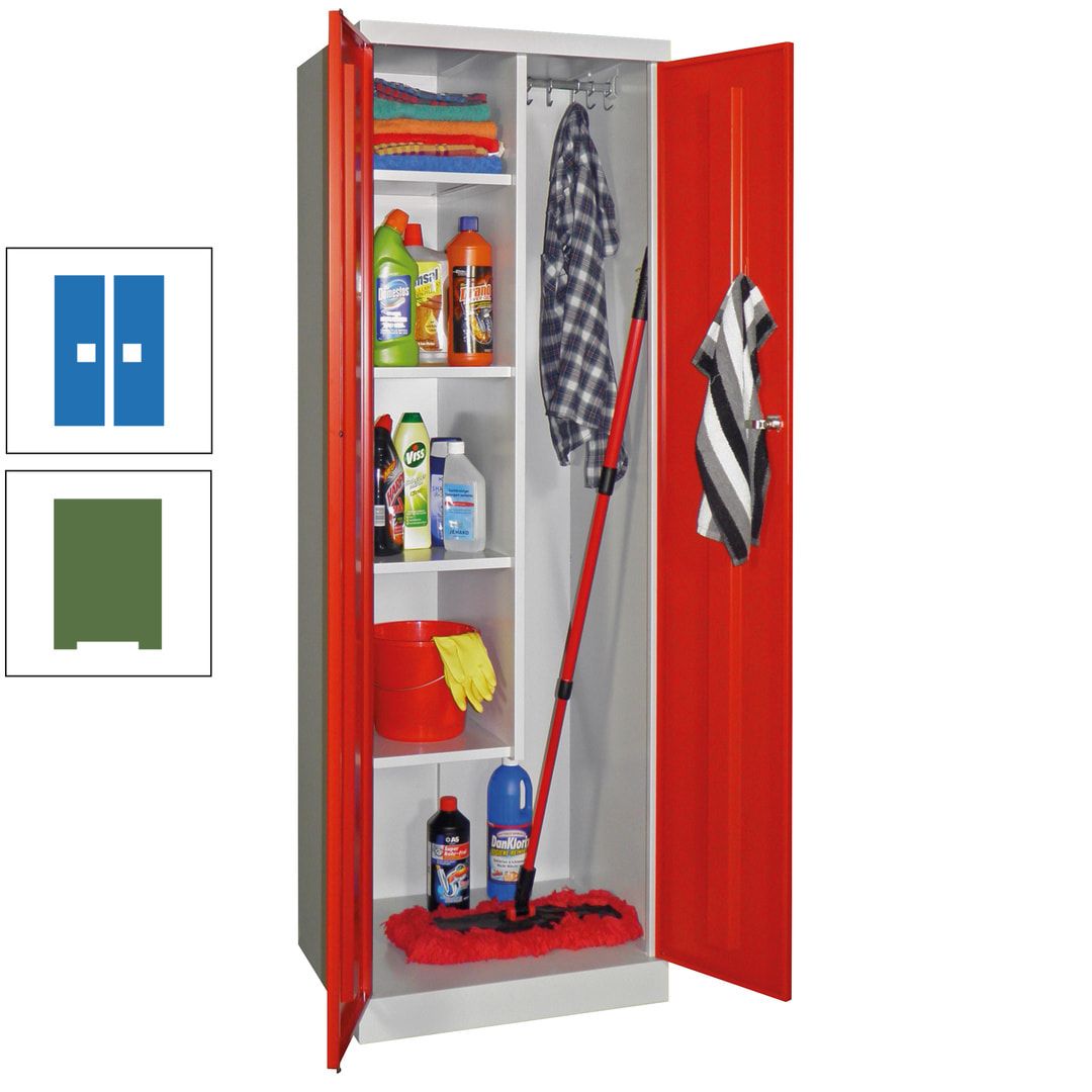 Putzschrank mit Sockel - 1 Abteil mit Trennwand - 1.800x600x500 mm (HxBxT) - Zylinderschloss - anthrazitgrau
