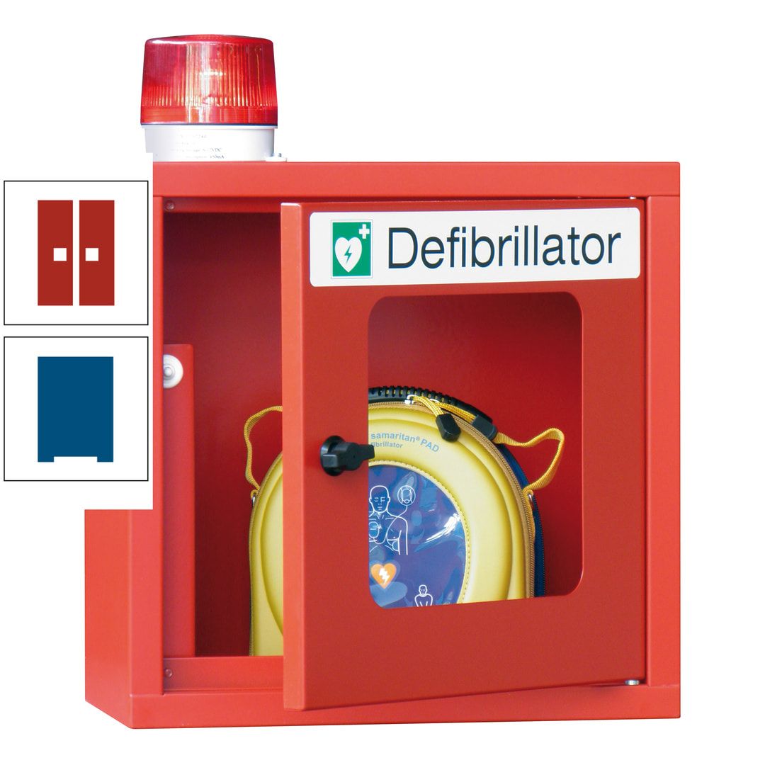 Defibrillatorenschrank mit akustischem und optischem Alarm - 490 x 400 x 200 mm (HxBxT) - Sichtfenster - anthrazitgrau