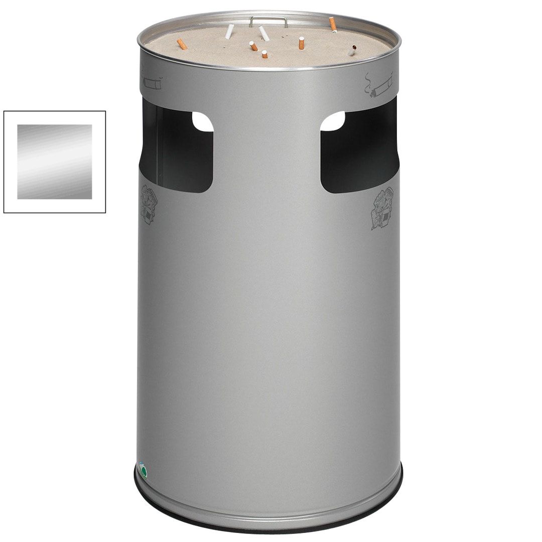 Abfallsammler mit Ascher - rund - Volumen 69 l - 760 x 420 x 420 mm (HxBxT) - Antik silber