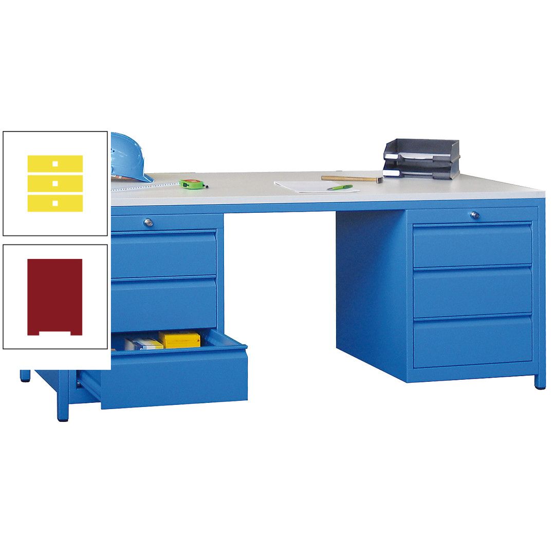 Meisterschreibtisch - 2 Schubladenblöcke - 6 Schubladen - 720 x 1.700 x 800 mm (HxBxT) - anthrazitgrau