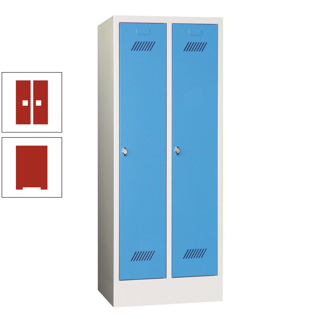 Spindschrank f. Schulen - mit Sockel - Höhe 1.600 mm - 2 Abteile a 300 mm - Drehriegel - anthrazitgrau