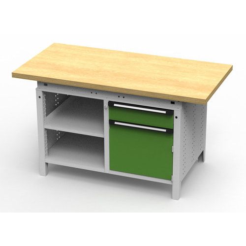 OTTOKIND Werkbank - bündige Arbeitsplatte - 850 x 1.150 x 750 mm (HxBxT) - 1 Schublade - Schrank - 2 Ablageböden - lichtgrau