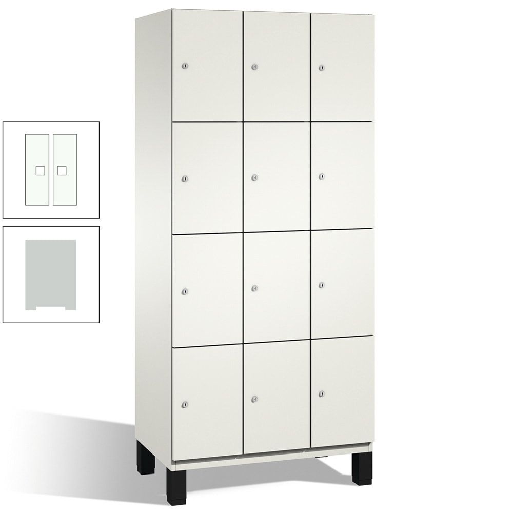 Fächerschrank, Stahlschrank, 12 Fächer, Türöffnungsbegrenzer, mit Füßen, Korpus lichtgrau, Tür anthrazitgrau, 1.980 x 900 x 525 mm (HxBxT)