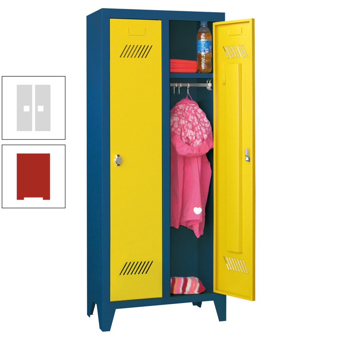 Spindschrank f. Kindergärten - mit Füßen - Höhe 1.300 mm - 2 Abteile a 250 mm - Zylinderschloss - anthrazitgrau