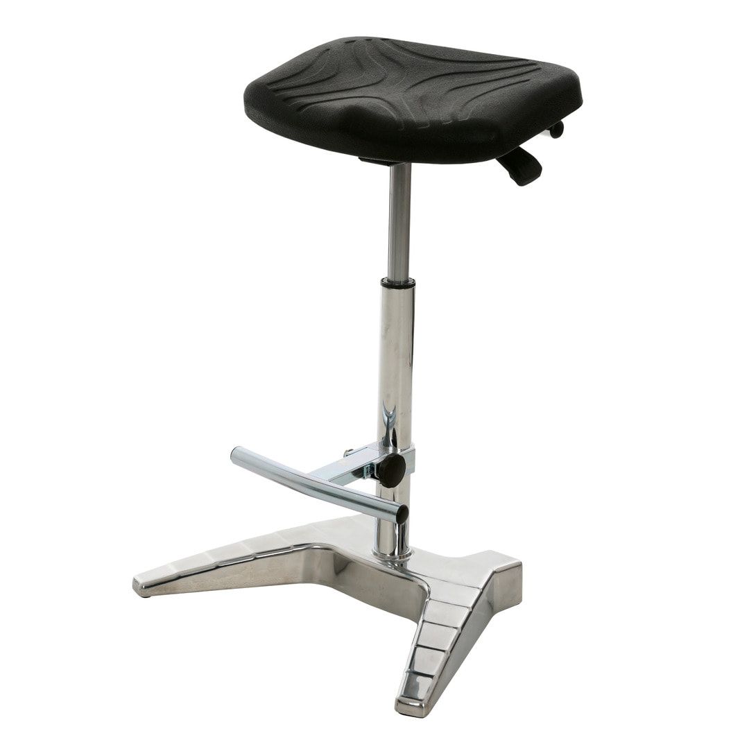 Komfort Stehhilfe - PU Schaum, schwarz - Sitzhöhe 700 - 880 mm - Aluminium Fußgestell