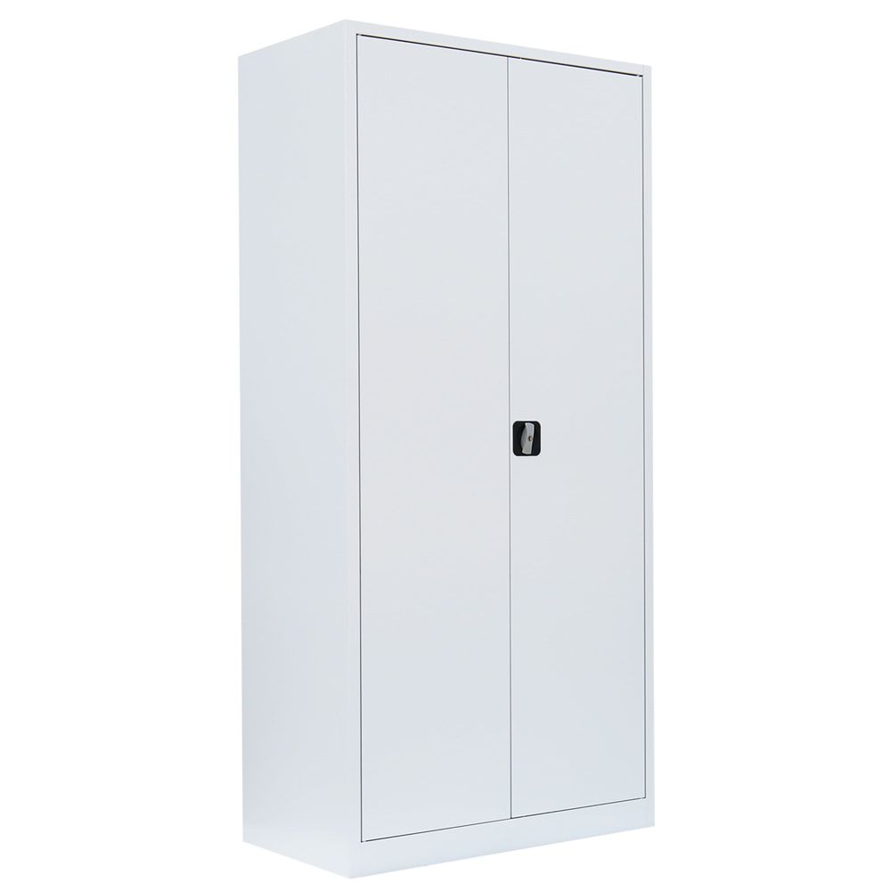 Aktenschrank, Büroschrank, abschließbar, Flügeltüren, 4 Fachböden, 1.950 x 925 x 600 mm (HxBxT), Stahl, Korpus und Türen in lichtgrau