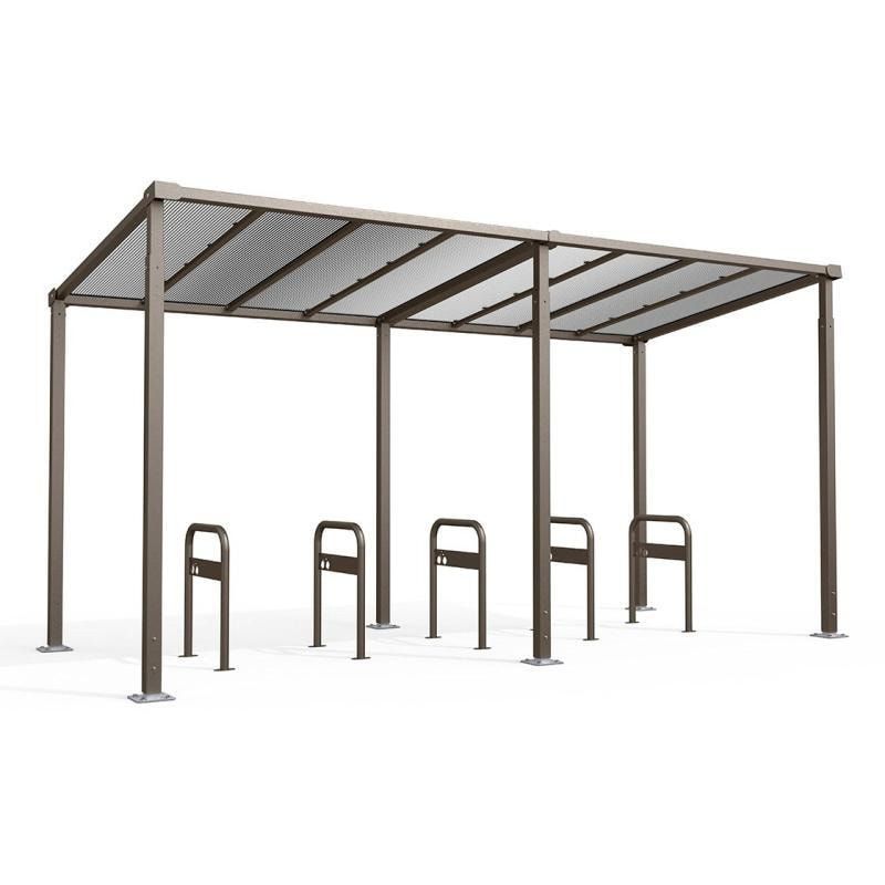 Erweiterung für Fahrradüberdachung, Unterstand, 6 Plätze, feuerverzinkt, 2.880 x 2.500 x 2.434 mm (HxBxT), enzianblau (RAL 5010)
