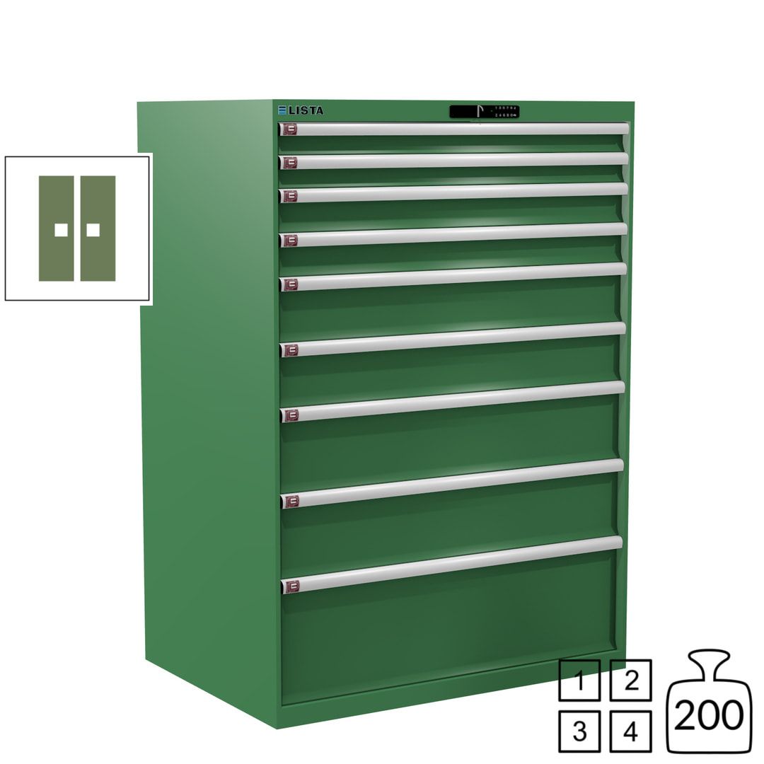Lista Schubladenschrank - 12.550.010 - 1.450x1.023x725 mm (HxBxT) - 9 Schubladen - 200 kg - Key Lock - lichtblau (RAL 5012)