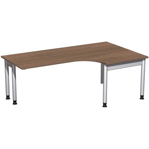 Eckschreibtisch, Eckteil 800 mm, rechts, Füße einseitig verkürzt, 4-Fuß Pro, höhenverstellbar, 680-800 x 1.600 x 1.200 mm (HxBxT), Dekor Ahorn
