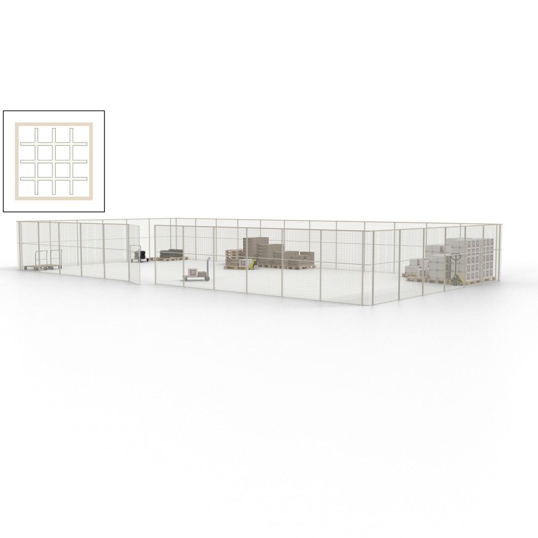 Maschinen Schutzgitter - Hallentrennwand - Sicherheitszaun - Tür - 54 m - 2.200 x 18.400 x 9.400 mm (HxBxT) - enzianblau