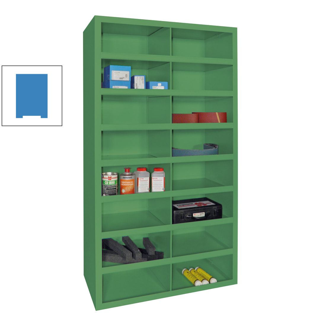 Fächerregal - Sortierstation - Ordnungsregal - 16 Fächer - Materialschrank - 1.800 x 1.000 x 500 mm (HxBxT) - Farbe anthrazitgrau