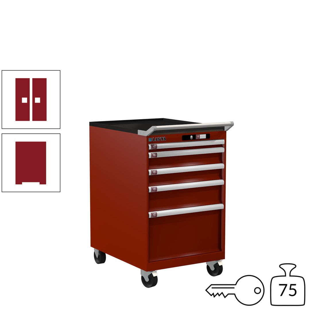 Lista Schubladenschrank - 14.374.010 - 990 x 564 x 725 mm (HxBxT) - 5 Schubladen - 75 kg - Key Lock - lichtblau (RAL 5012)