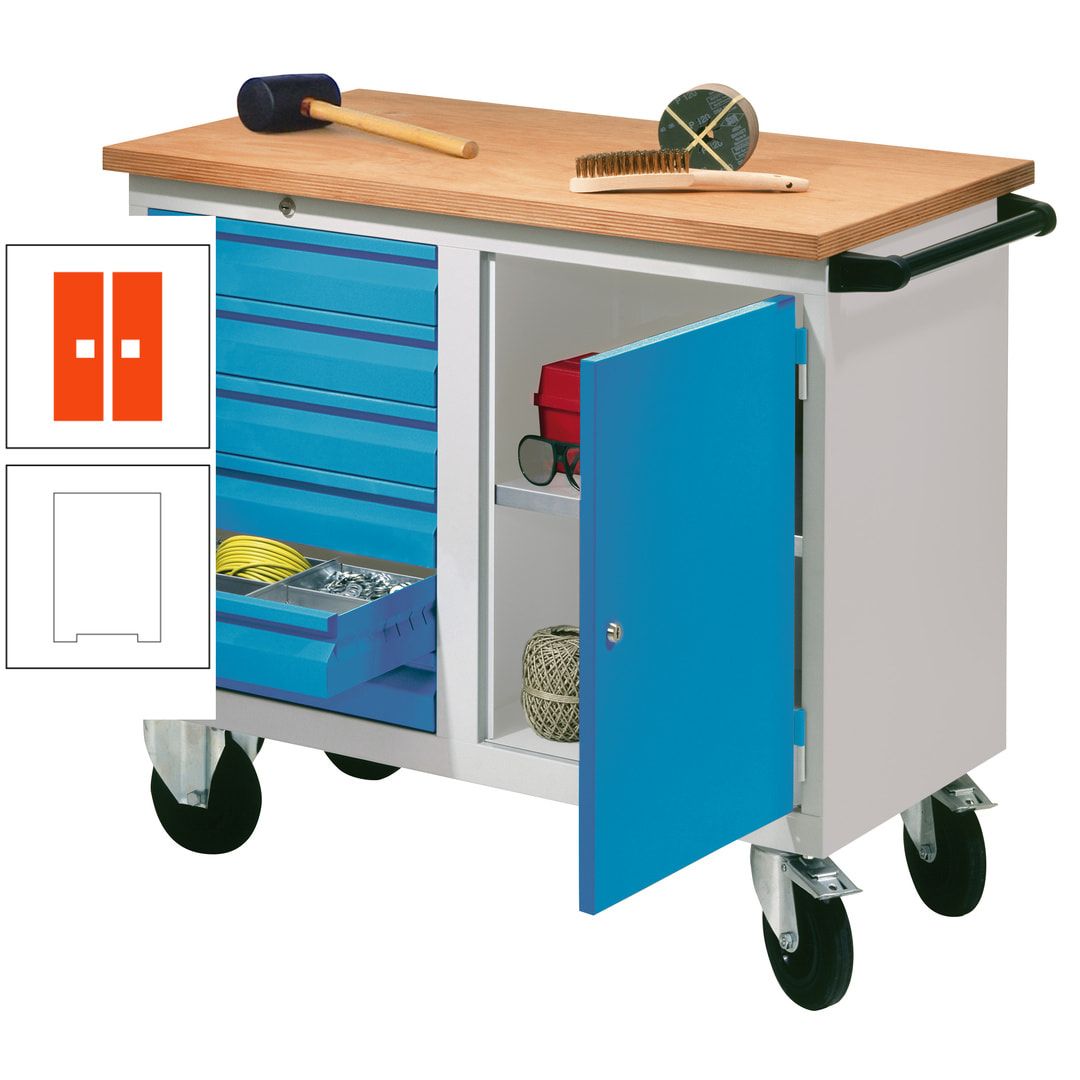 Mobile Werkbank - Werkstattwagen - 915 x 1.090 x 600 mm - 6 Schubladen und Schrankfach - anthrazitgrau