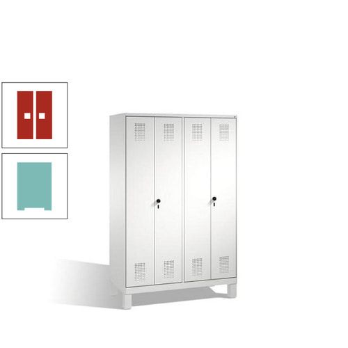 Doppel-Spind, Doppeltüren, Garderobenschrank mit Füßen, 4 Abteile a 300 mm, Korpus anthrazitgrau, Tür anthrazitgrau, 1.850 x 1.200 x 500 mm (HxBxT)