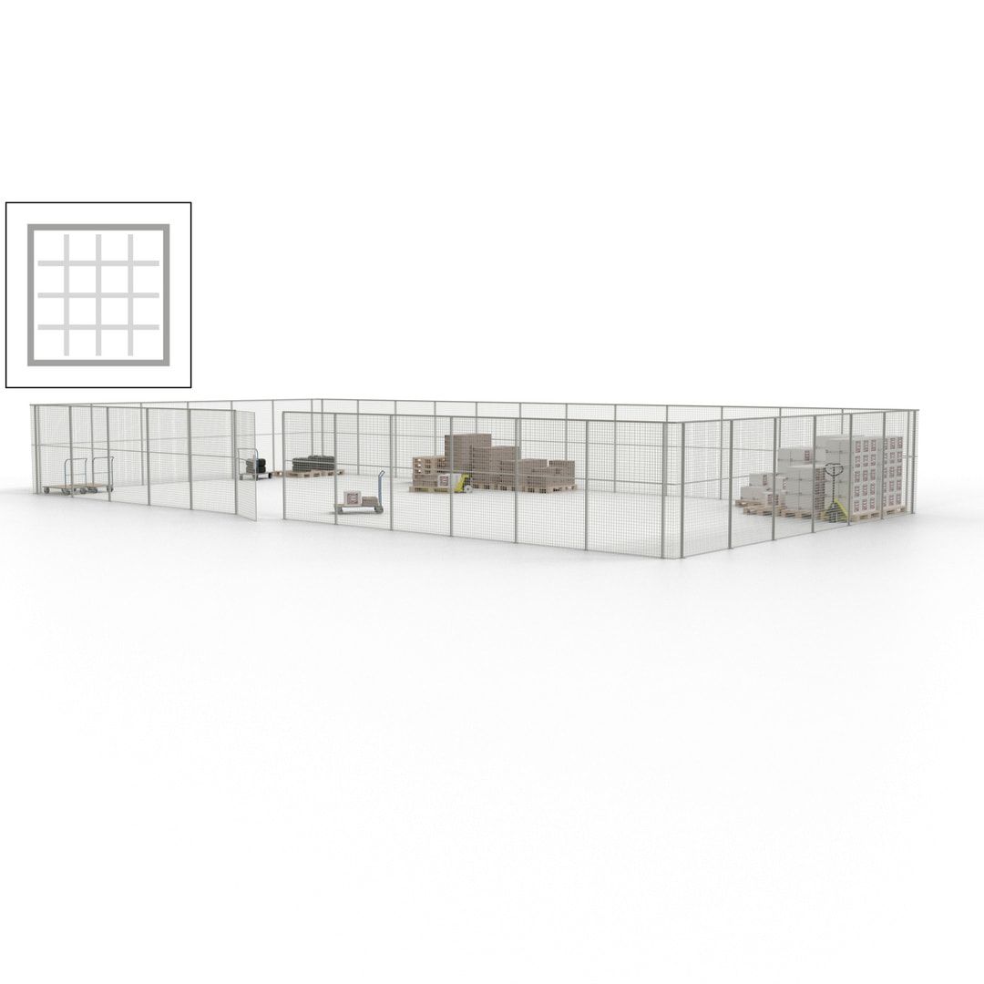 Maschinen Schutzgitter - Hallentrennwand - Sicherheitszaun - Tür - 54 m - 2.200 x 18.400 x 9.400 mm (HxBxT) - enzianblau