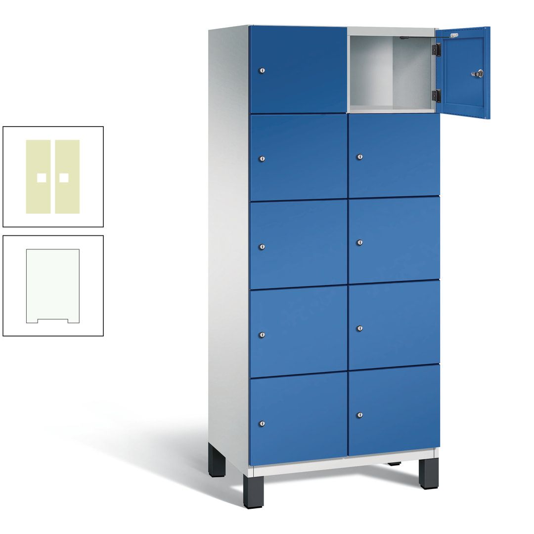 Fächerschrank, Stahlschrank, 10 Fächer, Türöffnungsbegrenzer, Füße, 1.980 x 800 x 525 mm (HxBxT), Korpus anthrazitgrau, Front anthrazitgrau