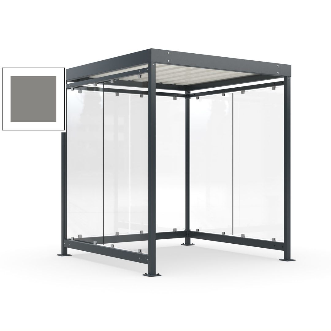 Raucherunterstand, Bushaltestelle, Bausatz, 6-7 Personen, 6 Wände, 2.510 x 2.165 x 2.165 mm (HxBxT), Achatgrau