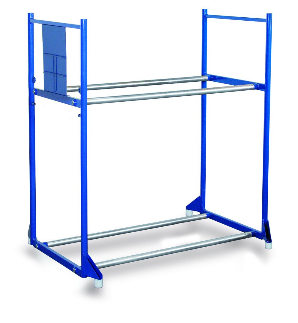 Mobiles Reifenregal - 2 Etagen - Traglast 300 kg - 1.430 x 780 x 1.205 mm (HxBxT) - enzianblau