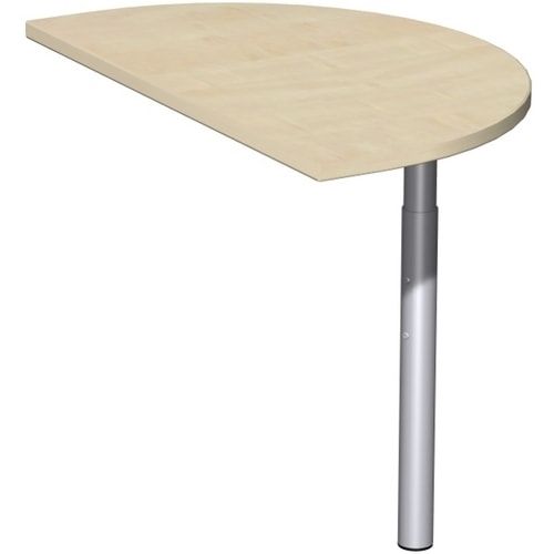 Anbautisch halbrund, inkl. Stützfuß, Schreibtisch 4-Fuß Flex, 680-820 x 500 x 80 mm (HxBxT), inkl.Verkettungsmaterial, Gestell anthrazit, Dekor Ahorn