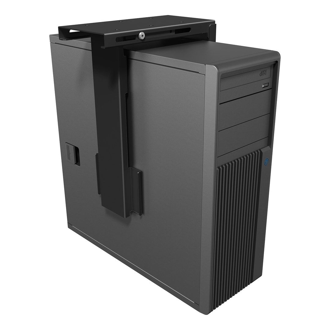 Computerhalterung - Computergehäuse-Halterung - PC-Halter - verstellbar - Farbe schwarz - Stahl - 627 x 335 x 203 mm (HxBxT)