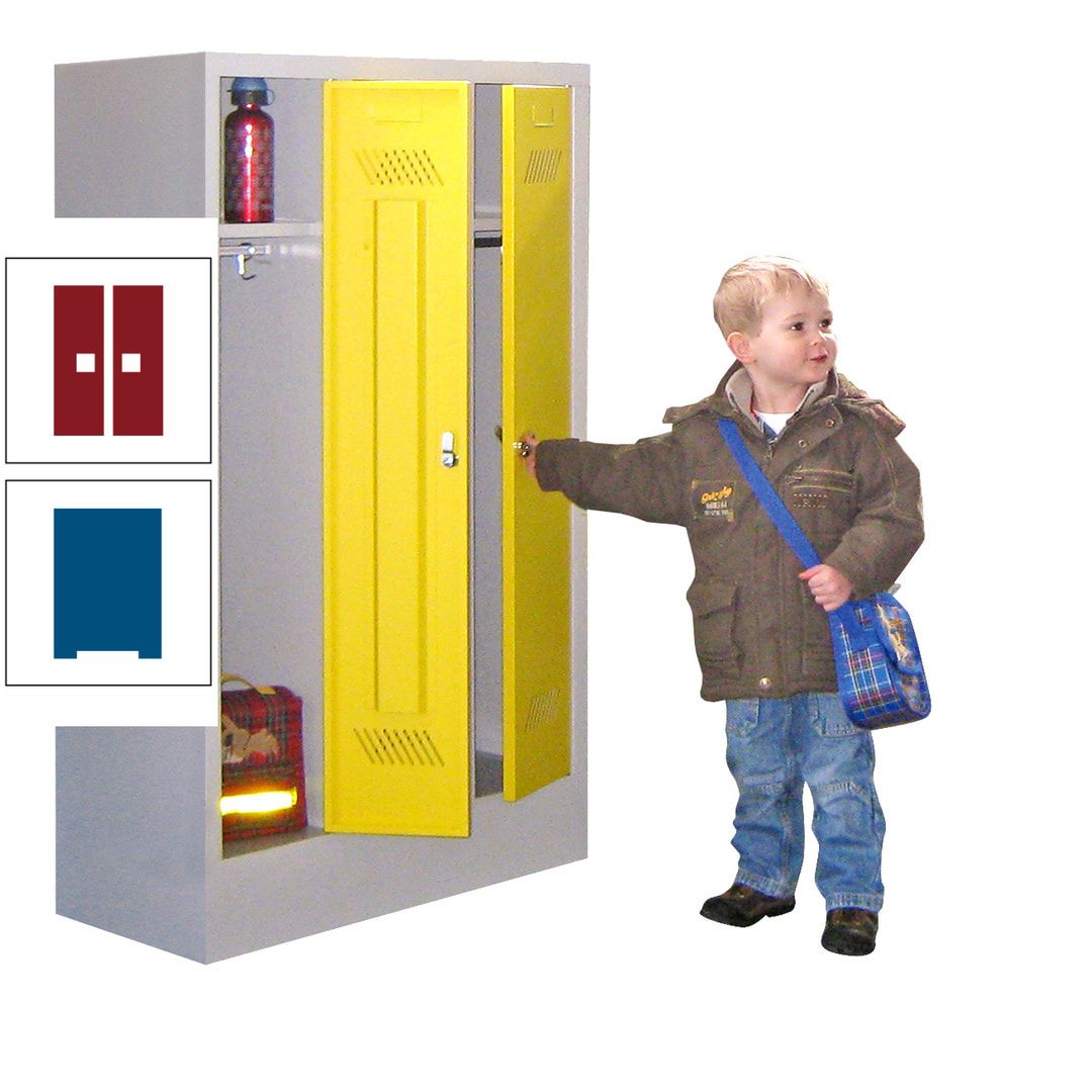 Spindschrank f. Kindergärten - mit Sockel - Höhe 1.300 mm - 2 Abteile a 250 mm - Drehriegel - anthrazitgrau