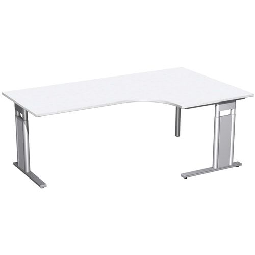 Eckschreibtisch, Eckteil 800 mm, rechts, Füße einseitig verkürzt, C-Fuß Pro, höhenverstellbar, 680-820 x 1.600 x 1.200 mm (HxBxT), Dekor Ahorn