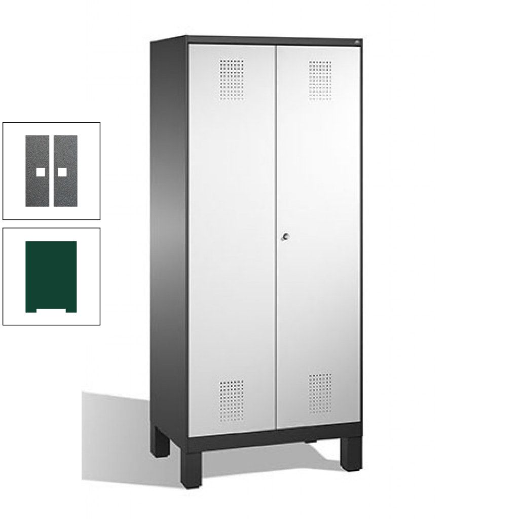 Mehrzweckschrank, Doppeltüren, auf Füßen, 2 Abteile a 400 mm, Korpus anthrazitgrau, Tür anthrazitgrau, 1.850 x 800 x 500 mm (HxBxT)