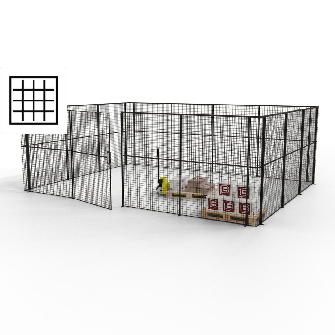 Maschinen Schutzgitter - Hallentrennwand - Sicherheitszaun - Tür - 21 m - 2.200 x 6.400 x 4.900 mm (HxBxT) - enzianblau