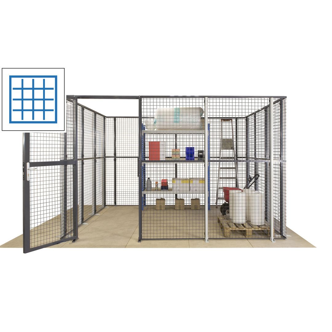 Maschinen Schutzgitter - Hallentrennwand - Sicherheitszaun - Tür - 72 m - 2.200 x 21.400 x 15.400 mm (HxBxT) - enzianblau