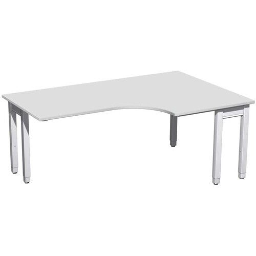 Eckschreibtisch, Eckteil 800 mm, rechts, einseitig verkürzt, 4-Fuß Quadrat Pro, höhenverstellbar, 680-800 x 1.600 x 1.200 mm (HxBxT), Dekor Ahorn