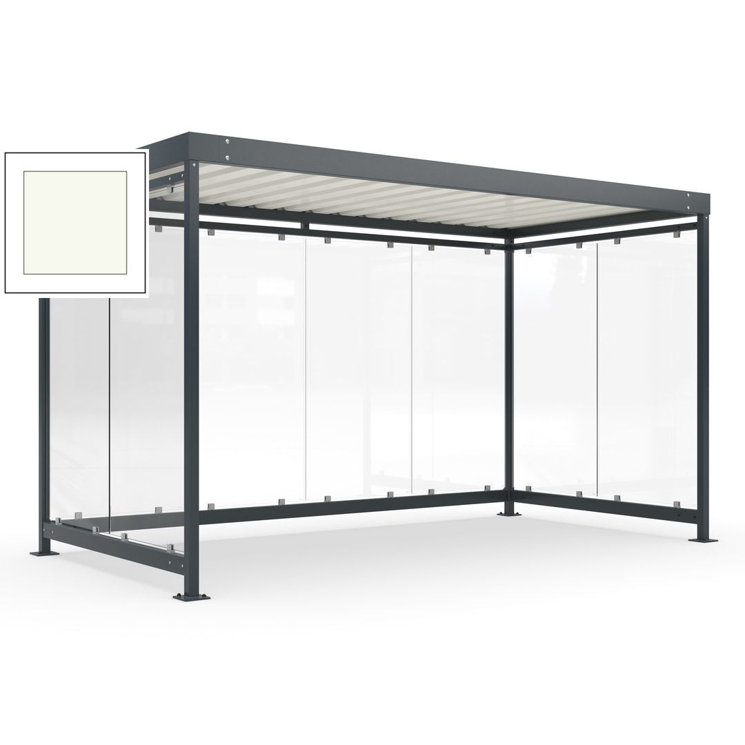 Fahrradunterstand, Fahrgastunterstand, Bushaltestelle, Bausatz, 12-13 Personen, 2.510 x 4.195 x 2.165 mm (HxBxT), 8 Wände, Achatgrau