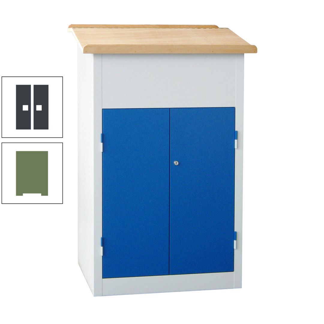 Stehpult mit Schrank - Vollblechtür - Zylinderschloss - 2 Böden - 1.200 x 700 x 600 mm (HxBxT) - anthrazitgrau