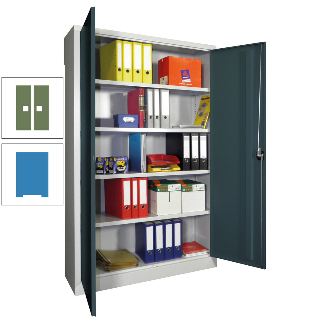 Aktenschrank - Vollblechtüren - 1.950x1.200x400 mm (HxBxT) - 4 Einlegeböden verzinkt - Zylinderschloss - anthrazitgrau