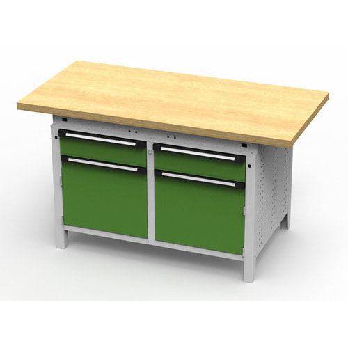OTTOKIND Werkbank - bündige Arbeitsplatte - 850 x 1.150 x 750 mm (HxBxT) - 2 Schubladen - 2 Schränke - lichtgrau