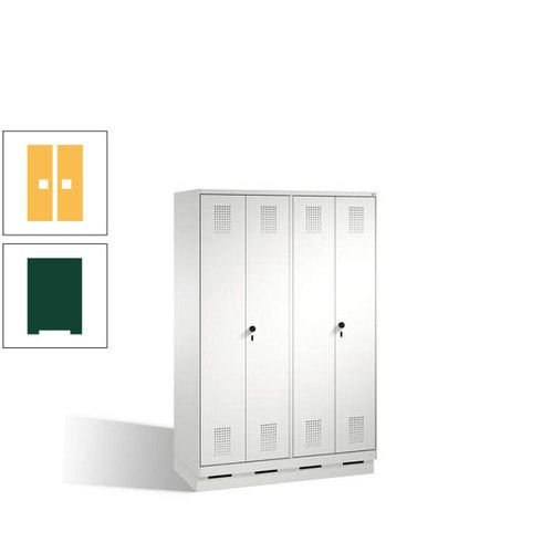 Doppel-Spind, Doppeltüren, Garderobenschrank mit Sockel, 4 Abteile a 300 mm, Korpus anthrazitgrau, Tür anthrazitgrau, 1.800 x 1.200 x 500 mm (HxBxT)