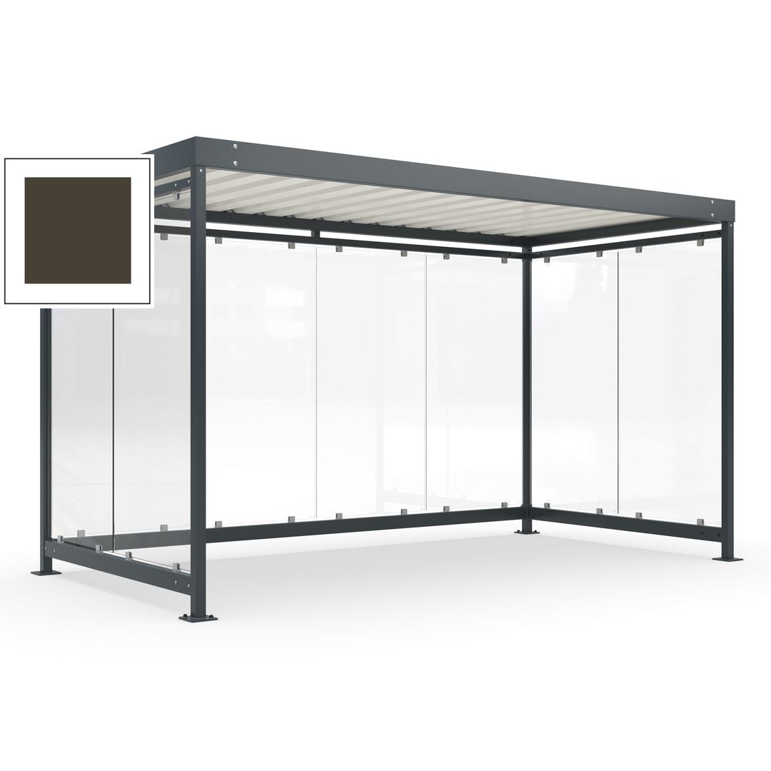 Fahrradunterstand, Fahrgastunterstand, Bushaltestelle, Bausatz, 12-13 Personen, 2.510 x 4.195 x 2.165 mm (HxBxT), 8 Wände, Achatgrau