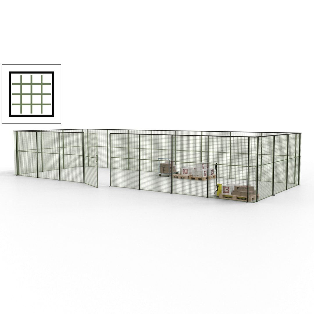 Maschinen Schutzgitter - Hallentrennwand - Sicherheitszaun - Tür - 33 m - 2.200 x 12.400 x 4.900 mm (HxBxT) - enzianblau