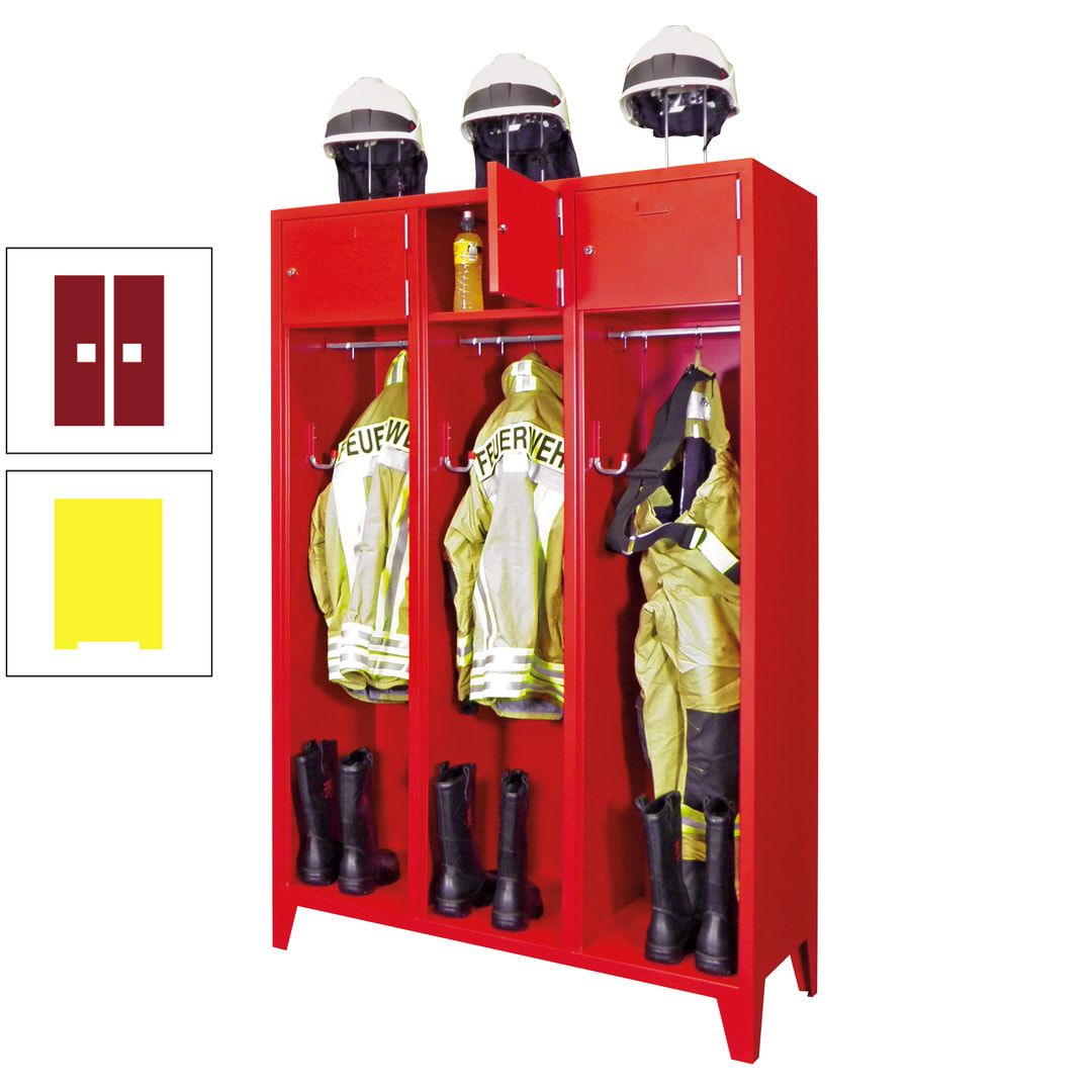 Feuerwehrschrank - 2 Abteile - Ablagefach mit Tür, Etikettenrahmen - 2.100 x 830 x 500 mm (HxBxT) - anthrazitgrau