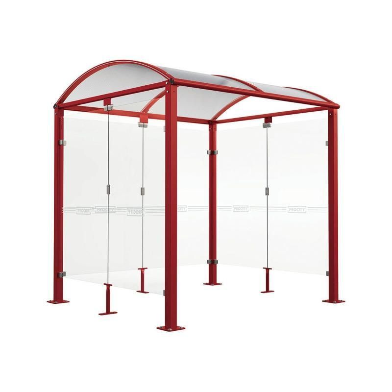 Fahrradunterstand, Fahrradüberdachung, All-in-One + Zusatz, Sicherheitsglas, 2.635 x 5.000 x 2.090 mm (HxBxT), auf Bodenplatten, Farbe enzianblau